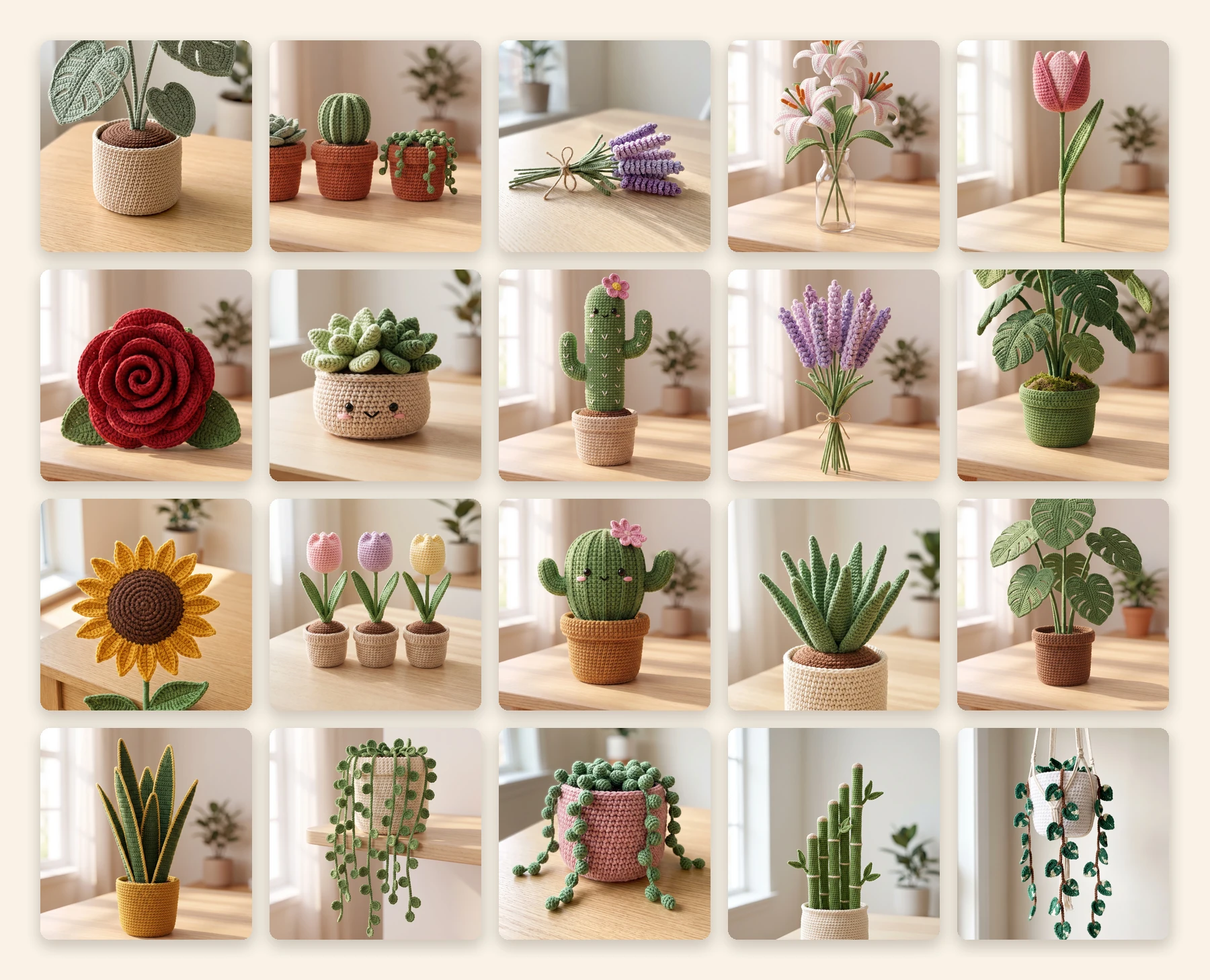 As 20 plantinhas de crochê do Jardim de Crochê